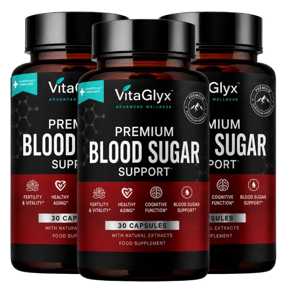 Drei VitaGlyx Blood Sugar Support Flaschen